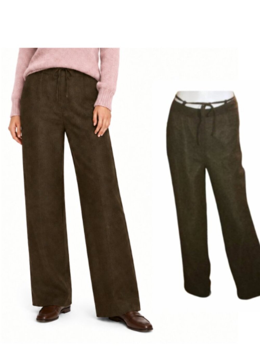 New luxury brown wool super light pants size L